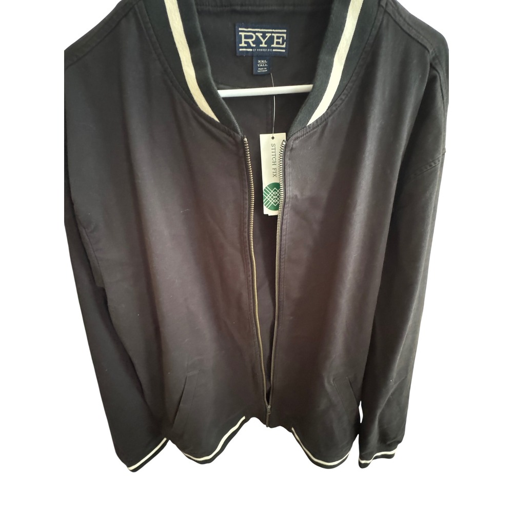 Rye by Hawker Rye Mens XXL Tall Black Cotton Blend Zip Bomber Jacket NWT